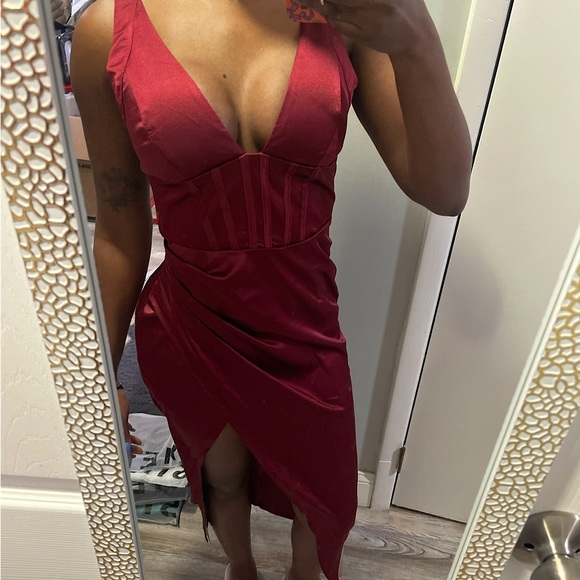 Deep V Neck Seam Front Split Leg Dress ❤️ - Picture 6 of 6